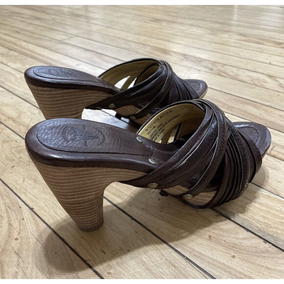 Frye Heel Platform Sandals Women 7M Brown Leather Strap Reese Multi Slide Boho 7 - Picture 2 of 16